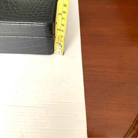 Black croc leather jewelry accessories box rectangular leather box with lid - Picture 6 of 7